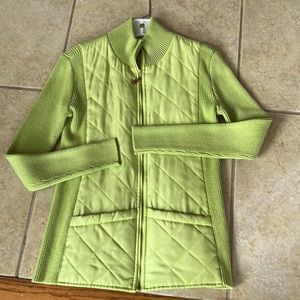 J McLaaughlin Light Green Quilted Sweater Jacket